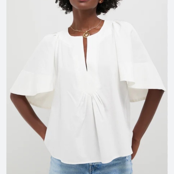 TUCKERNUCK - POMANDER PLACE White Finley Flutter Sleeve Top small - Picture 1 of 6